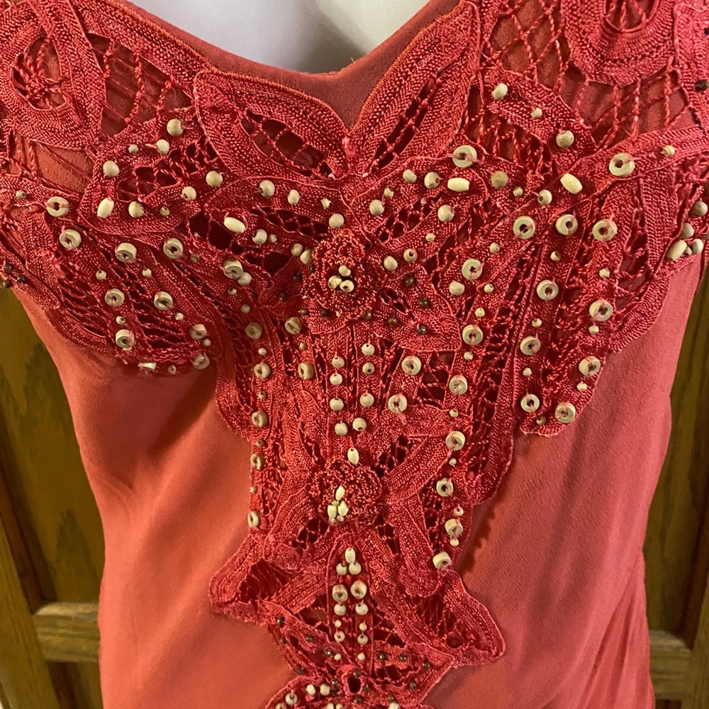 Cache coral spaghetti strap asymmetrical dress Size 10 - 12 - Picture 3 of 6